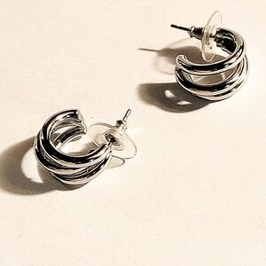 Baublebar Silver Twisted Hoop Earrings